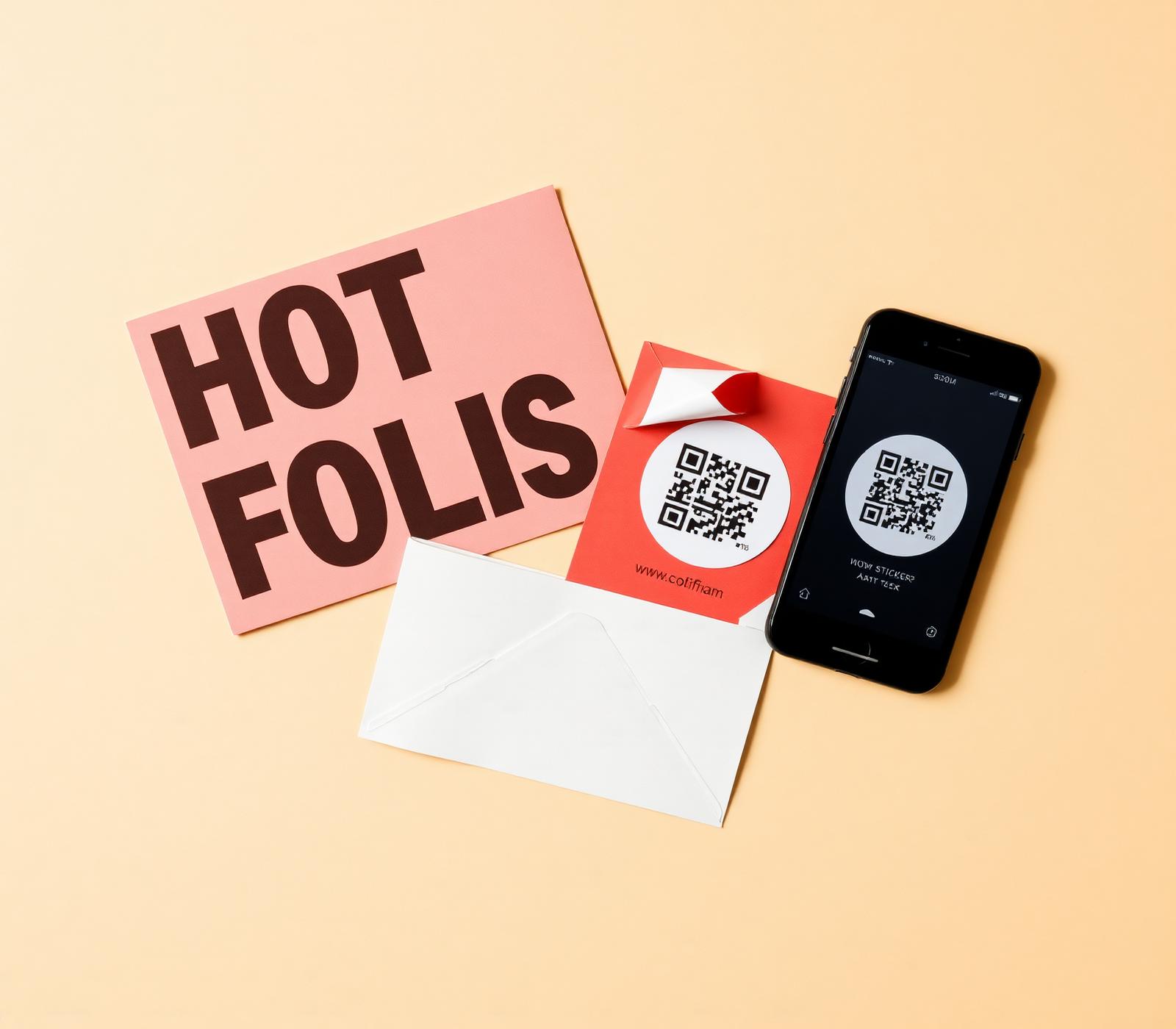 A modern postcard and a phone scanning a QR code on a warm paper background